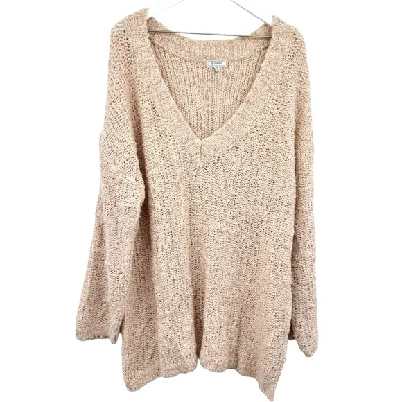 Susina Chunky Knit Boucle V Neck Sweater Rose Pink Size 3X - Picture 3 of 6